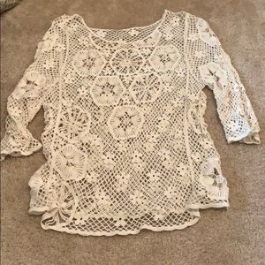 See-through mid sleeve blouse